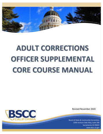 Adult Corrections Officer Supplemental Core Course Manual