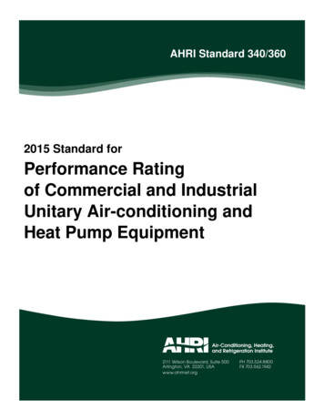 2015 Standard For Performance Rating Of Commercial And Industrial .