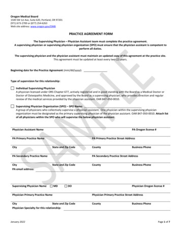 PRACTICE AGREEMENT FORM - State Of Oregon