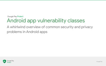 Android App Vulnerability Classes Problems In Android Apps A Whirlwind .
