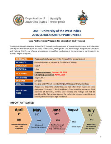 OAS - University Of The West Indies 2016 SCHOLARSHIP OPPORTUNITIES