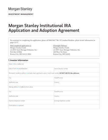 Morgan Stanley Institutional IRA Application And Adoption Agreement