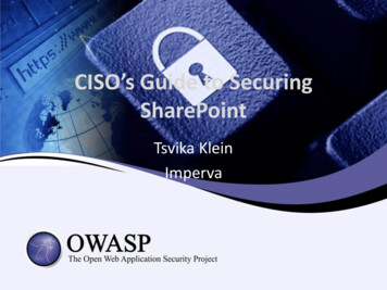 CISO's Guide To Securing - OWASP