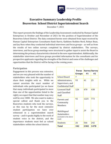 Beaverton Superintendent Search Executive Leadership Summary Dec 2021