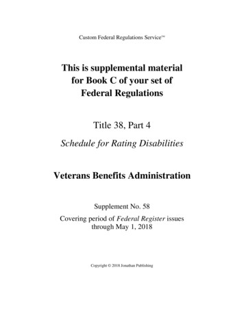 Title 38, Part 4 Schedule For Rating Disabilities - Veterans Affairs