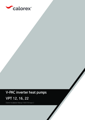V-PAC Inverter Heat Pumps VPT 12, 16, 22 - Microsoft
