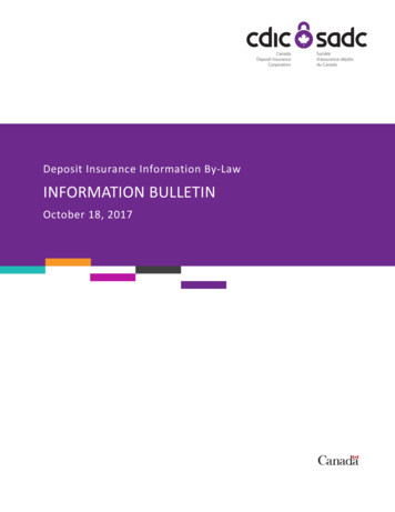 Deposit Insurance Information By-Law INFORMATION BULLETIN - CDIC