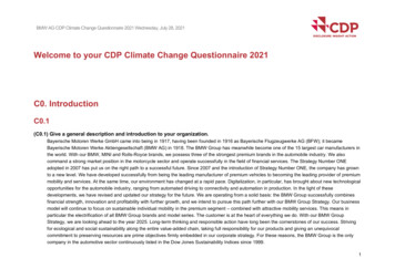 Welcome To Your CDP Climate Change Questionnaire 2021 C0 . - BMW