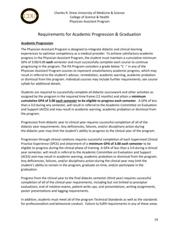 Requirements For Academic Progression & Graduation