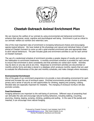 Cheetah Outreach Animal Enrichment Plan