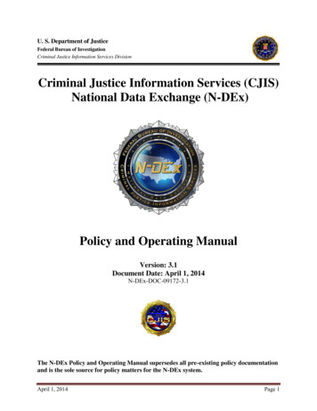 Criminal Justice Information Services (CJIS) National Data Exchange (N-DEx)