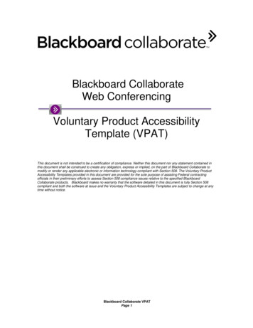 Blackboard Collaborate Web Conferencing Voluntary Product Accessibility .