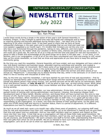 Current Newsletter - Unitarian Universalist Congregation