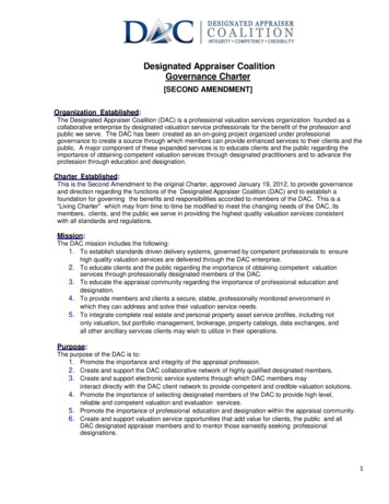 Designated Appraiser Coalition Governance Charter