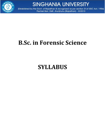 B.Sc. In Forensic Science SYLLABUS - Singhania University