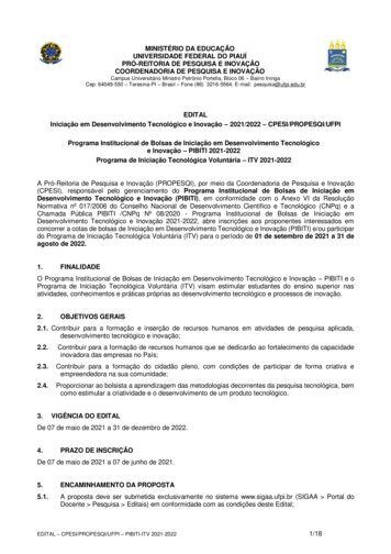 Ministério Da Educação Universidade Federal Do Piauí Pró-reitoria De .