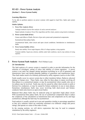 EE 423 Fault Analysis Notes - University Of Moratuwa