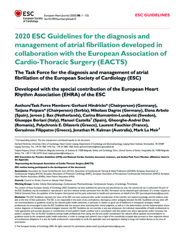 2020ESC Guidelines For The Diagnosisand Management Ofatrial .