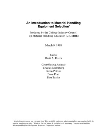An Introduction To Material Handling Equipment Selection - MHI