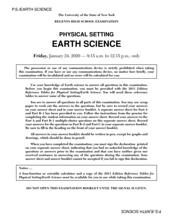Physical Setting Earth Science - Nysed