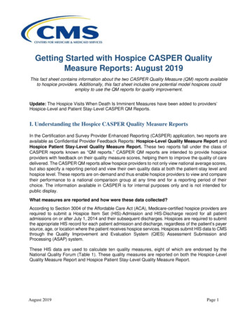 Getting Started With Hospice CASPER Quality Measure Reports . - CMS