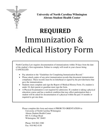 REQUIRED Immunization & Medical History Form