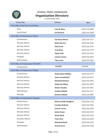 FTC Organization Directory - Federal Trade Commission