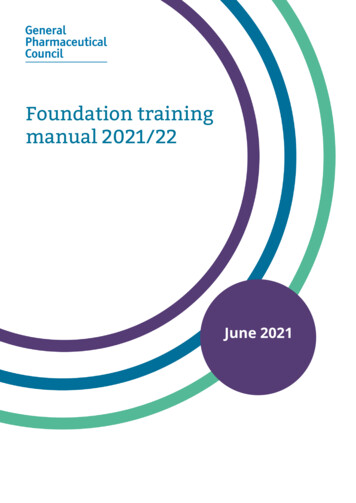 Foundation Training Manual 2021/22 - General Pharmaceutical Council