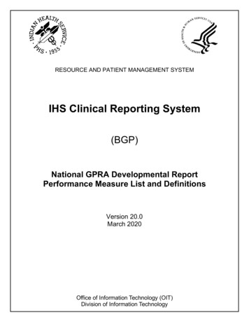 IHS Clinical Reporting System (BGP) - Indian Health Service