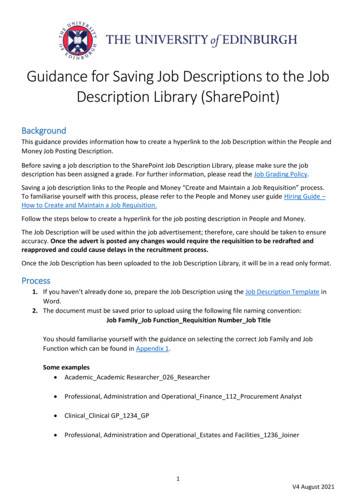 Guidance For Saving Job Descriptions To The Job Description Library .