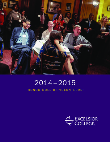 Honor Roll Of Volunteers 2014—2015 - Excelsior.edu