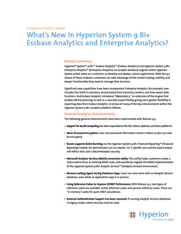 What's New In Hyperion System 9 BI Essbase Analytics And . - Oracle