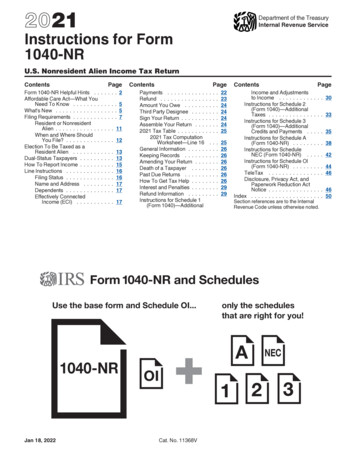 2021 Instructions For Form 1040-NR - IRS Tax Forms