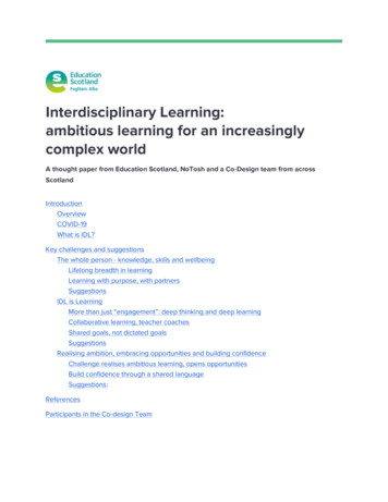 Interdisciplinary Learning: Ambitious Learning For An Increasingly .