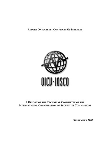 Report On Analyst Conflict Of Interest - IOSCO