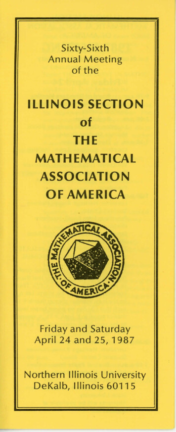 ILLINOIS SECTION Of THE MATHEMATICAL ASSOCIATION OF AMERICA