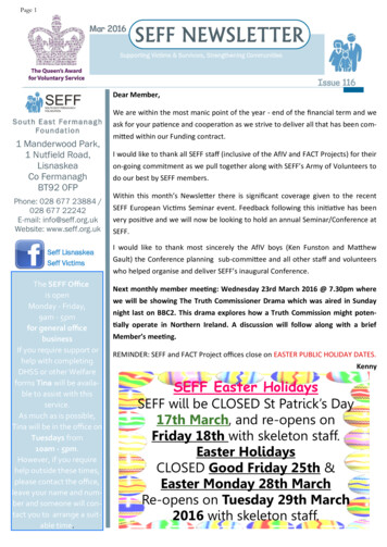 Page 1 Mar 2016 SEFF NEWSLETTER