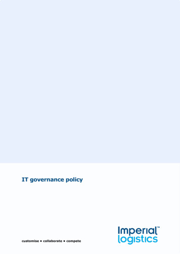 IT Governance Policy - Imperial Logistics