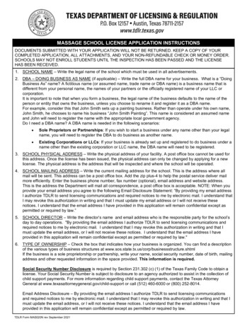 MAS020N - Massage School Application - Texas.gov
