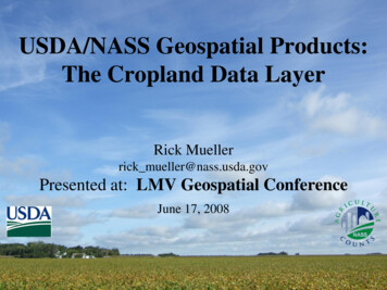 USDA/NASS Geospatial Products: The Cropland Data Layer