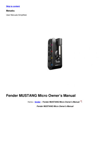 Fender MUSTANG Micro Owner's Manual