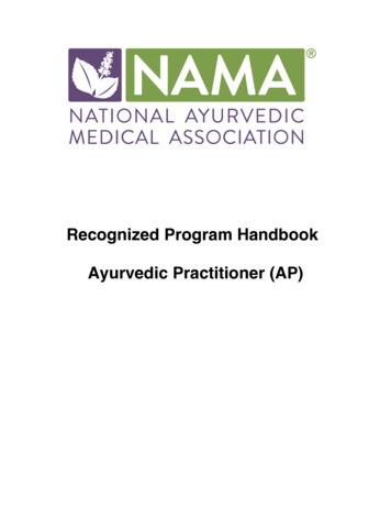 Recognized Program Handbook Ayurvedic Practitioner (AP)