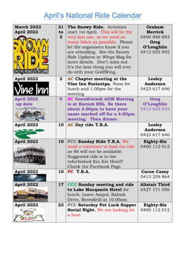 April National Ride Calendar