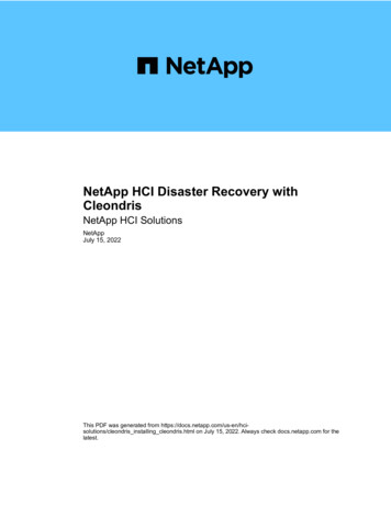 NetApp HCI Disaster Recovery With Cleondris : NetApp HCI Solutions