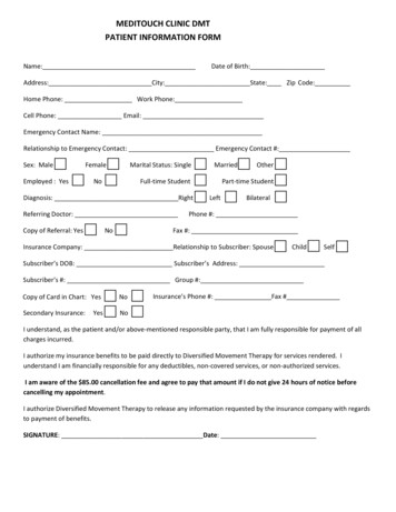 Meditouch Clinic Dmt Patient Information Form