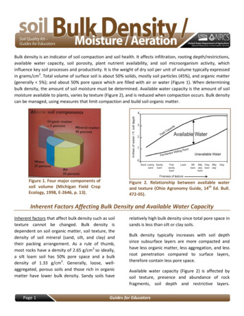 Inherent Factors Affecting Bulk Density And Available Water Capacity - USDA