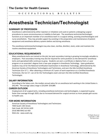 Anesthesia Technician/Technologist