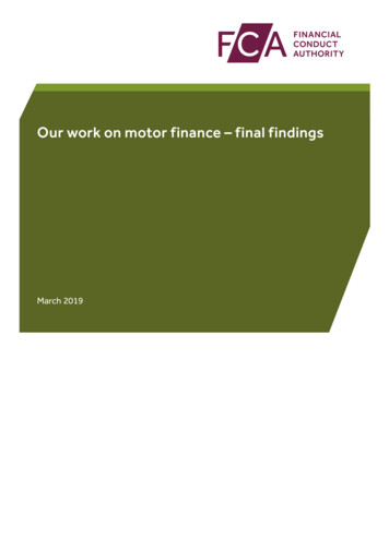 Our Work On Motor Finance - Final Findings - FCA