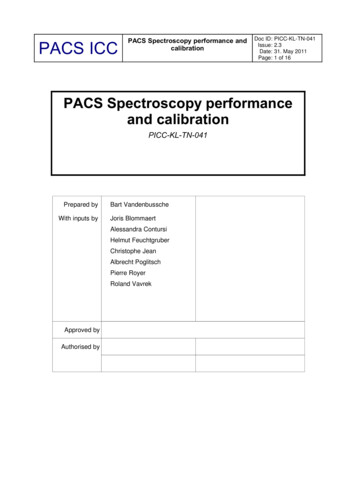 PACS Spectroscopy Performance And Doc ID: PICC KL TN 041 PACS ICC .