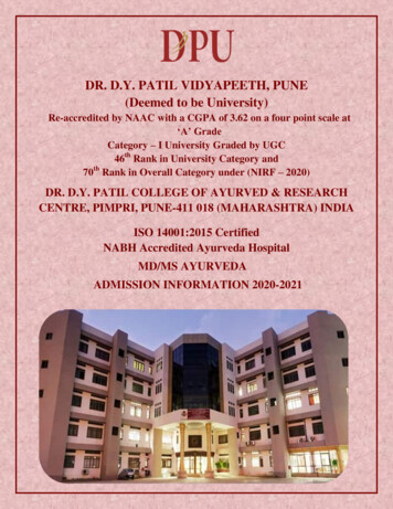 DR. D.Y. PATIL VIDYAPEETH, PUNE (Deemed To Be University)